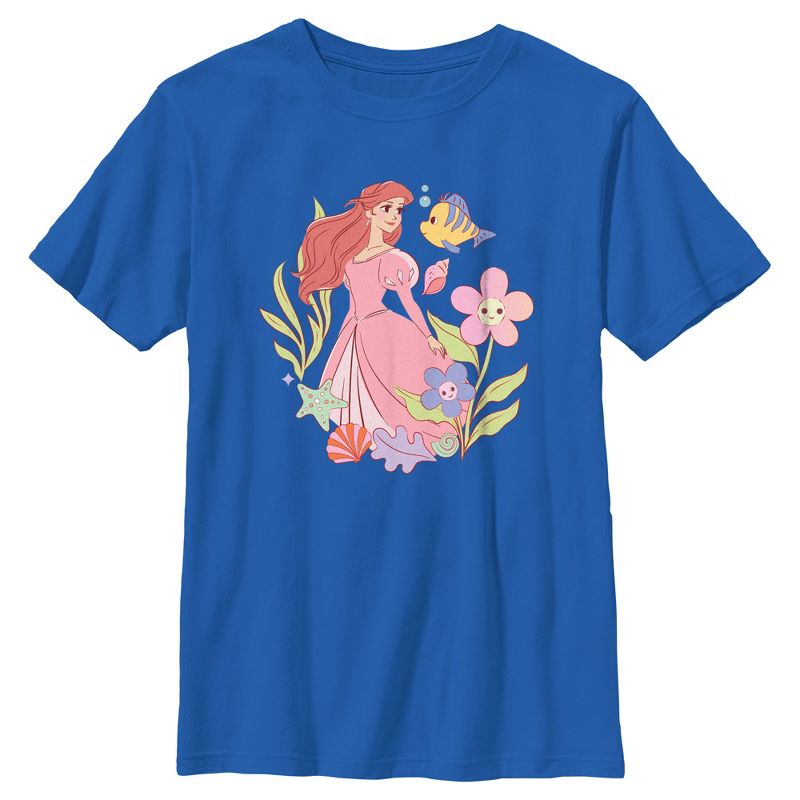 Boy's The Little Mermaid Ariel Cartoon Friends T-Shirt, 1 of 6