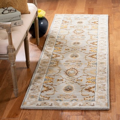Light Grey and Beige Hand-Tufted Wool Runner Rug