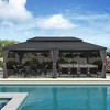 PURPLE LEAF Outdoor Gazebo Aluminum Frame Galvanized Steel Double Roof Patio Hardtop Gazebo with Curtains and Netting for Patio Lawn and Garden - 4 of 4