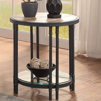 Brantley 22" 1 Tier Shelf Accent Table Oak and Sandy Black - Acme Furniture