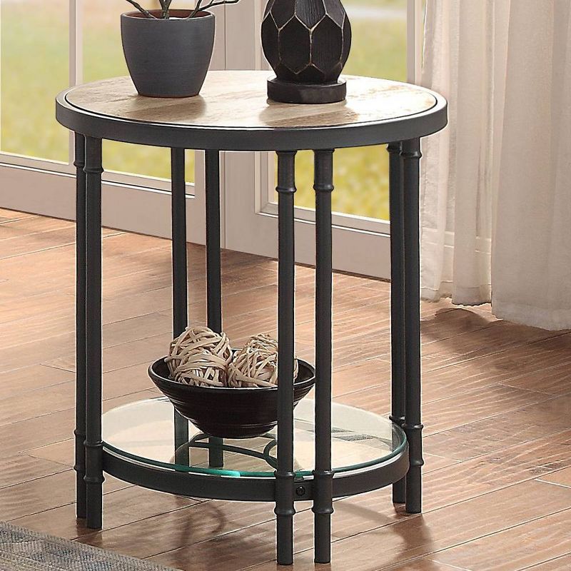 Brantley 22&#34; 1 Tier Shelf Accent Table Oak and Sandy Black - Acme Furniture, 1 of 8