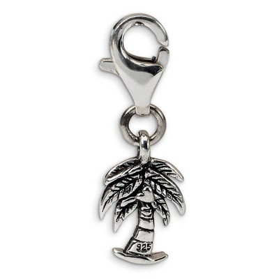 Black Bow Jewelry Sterling Silver Palm Tree Clip-on Bead Charm