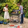 Tangkula Outdoor Grill Cart Pizza Oven Stand w/ Shelf Hooks Lockable Wheels Side Handle - 3 of 4