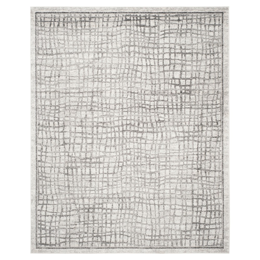 8'x10' Darcy Crosshatch Area Rug Silver/Ivory - Safavieh