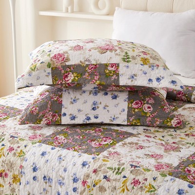 Acoinel Vintage Floral Patchwork Quilt Set - Reversible 3-Piece Bedding with Pillowcases,Queen — фото 3