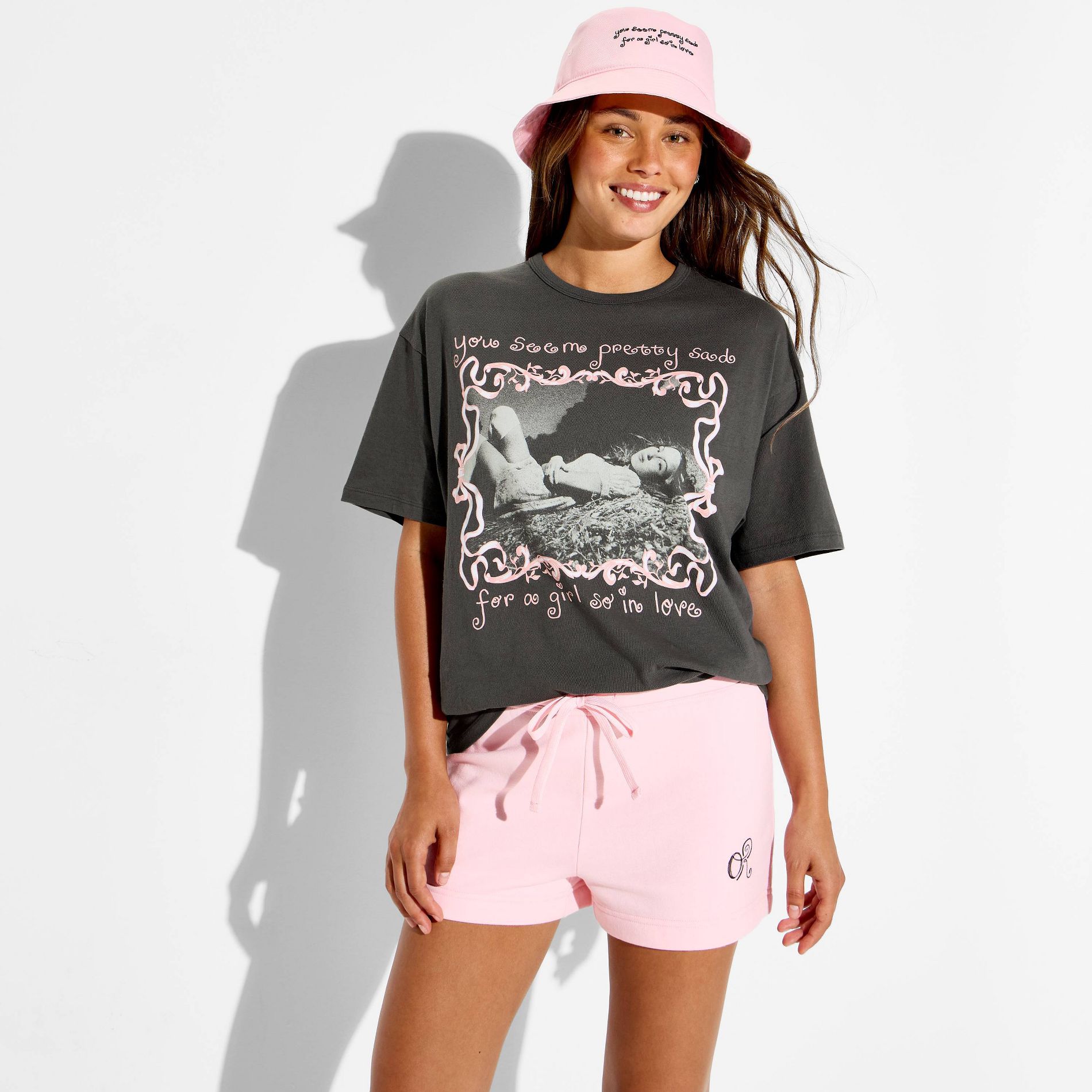 Women's Olivia Rodrigo Oversized Short Sleeve Graphic T-Shirt - Charcoal