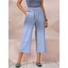 ECUPPER Womens Cotton Cropped Pants Loose Fit Wide Leg Capri Casual Plus Size Elastic Waist Trousers - 2 of 4