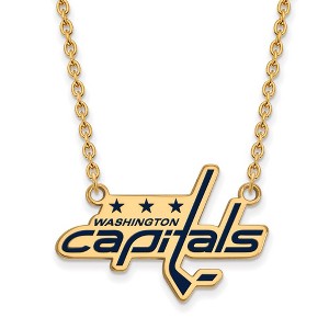 Black Bow Jewelry 14k Yellow Gold Plated Sterling Silver Washington Capitals NHL Necklace 18 Inch - 1 of 4