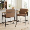 Christopher Knight Home Emil Mid Century Modern Upholstered Counter Stool with Iron Frame (Set of 2) - 2 of 4