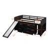 Twin Loft Bed with Slide, Wood Loft Bed Twin Size, Low Twin Size Loft Bed Frame with Cabinets and Shelves - 2 of 4