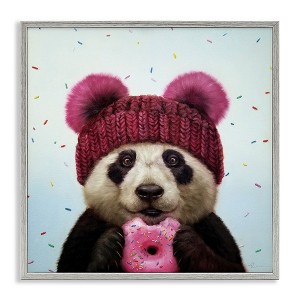 Stupell Industries Happy Panda Bear with Donut, 17" x 17" - 1 of 4