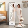 FONTOI Jewelry Armoire, Mirror Jewelry Cabinet Standing with Wheels, 360 Degree Rotating Full Length Mirror, White, 15.74"D x 14.56"W x 58.74"H - 3 of 4
