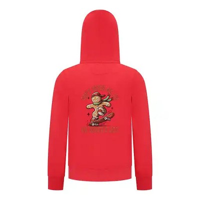Everyday Kids Christmas Collection Gingerbread Skateboard Boys Zip Up Hoodie – Holiday Sweatshirt -Red