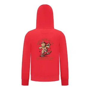 Everyday Kids Christmas Collection Gingerbread Skateboard Boys Zip Up Hoodie – Holiday Sweatshirt -Red - 1 of 1