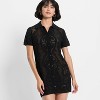 Women's Short Sleeve Mesh Button-Up Mini Sweater Dress - Future Collective - 3 of 3