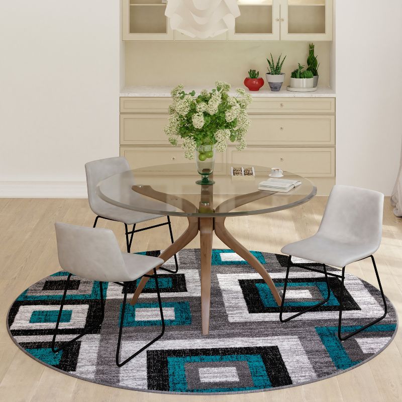Emma and Oliver Modern Accent Rug with Geometric Square Pattern, 3 of 9
