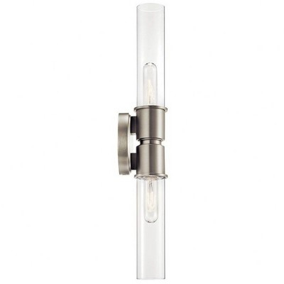 Aviv 24" Brushed Nickel 2-Light Wall Sconce with Clear Glass