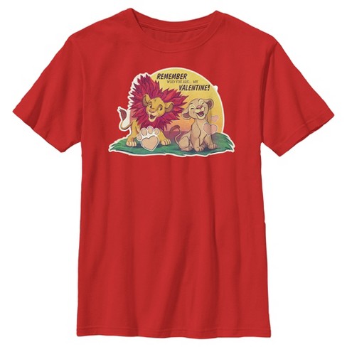 Boy's Lion King Nala And Simba You Are My Valentine T-shirt - Red - X ...