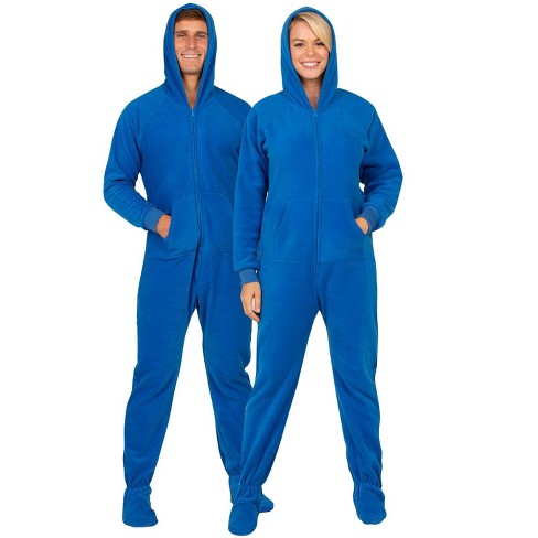 Men's Warm Fleece One Piece Hooded Footed Zipper Pajamas Set, Soft Adult  Onesie Footie With Hood For Winter : Target