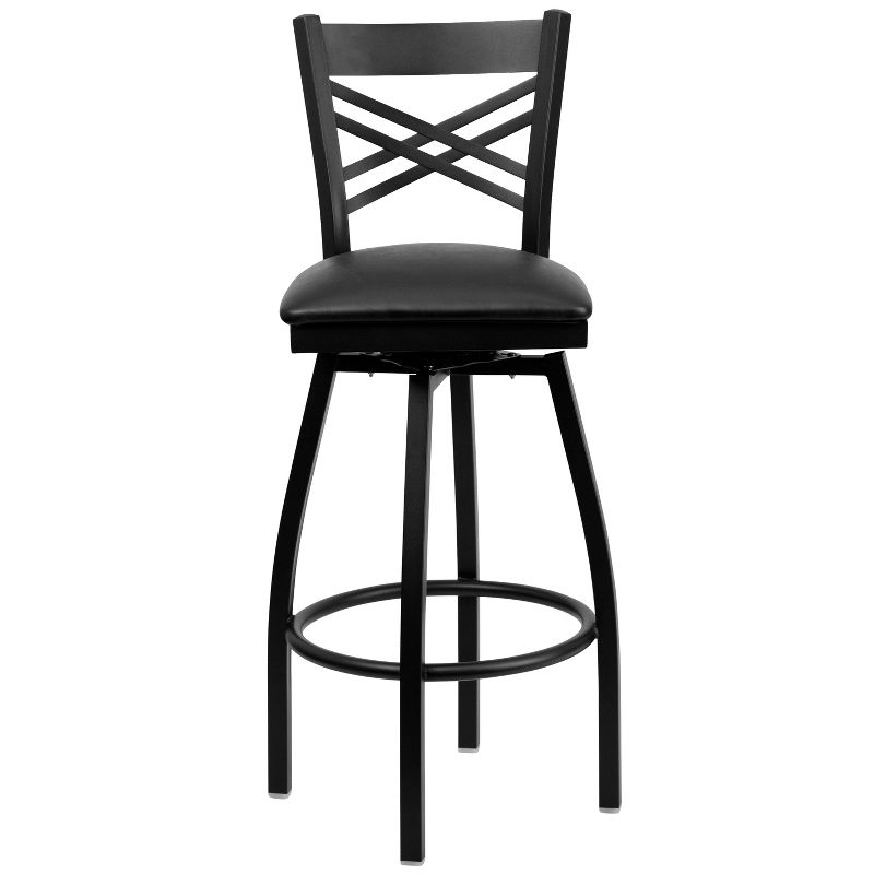 Emma and Oliver 2 Pack "X" Back Swivel Metal Barstool, 5 of 7