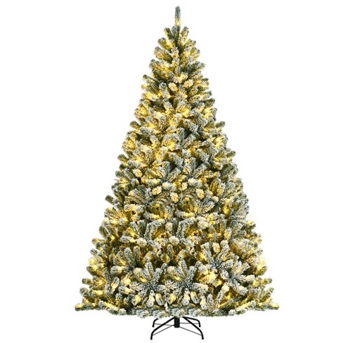 Costway 8ft Pre-lit Hinged Christmas Tree with Remote Control & 9 Lighting  Modes 