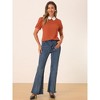 INSPIRE CHIC Women's Vintage Peter Pan Collar Contrast Puff Short Sleeve Blouse - 2 of 4