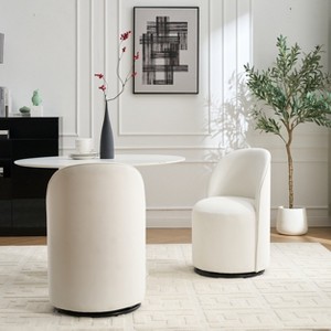GDFStudio Miranda Modern 21.25" Wood and Velvet Upholstered Swivel Barrel Chair - 1 of 4