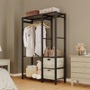 ORRD Wood Garment Rack with 2 Wicker Drawers & Shelves, Heavy Duty Freestanding Closet Organizer Wardrobe Rack with Hooks, Vintage Brown - 2 of 4