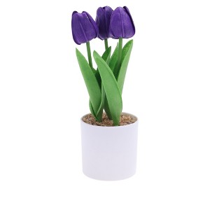 Unique Bargains Artificial Plants Tulip Plastic 3.15"x3.15"x9.84" 1 Pcs - 1 of 4