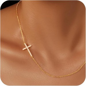 SmallRig Small Cross Pendant Necklace Gold Silver Plated Waterproof Christian Faith Jewelry - 1 of 4