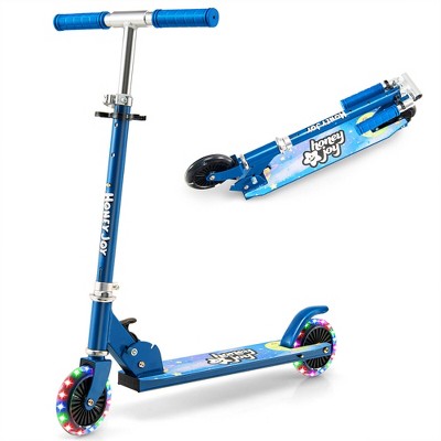 Light Up Kids Scooter 3 Wheels Kick Scooter For Boys & Girls Ages 3 Up Foldable Adjustable Height Lean To Steer Tech