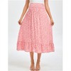 Clearlove Maternity Dress Women's High Waist Floral Print Pleated Maxi Skirt Casual Flowy Swing A Line Long Skirts - 3 of 3