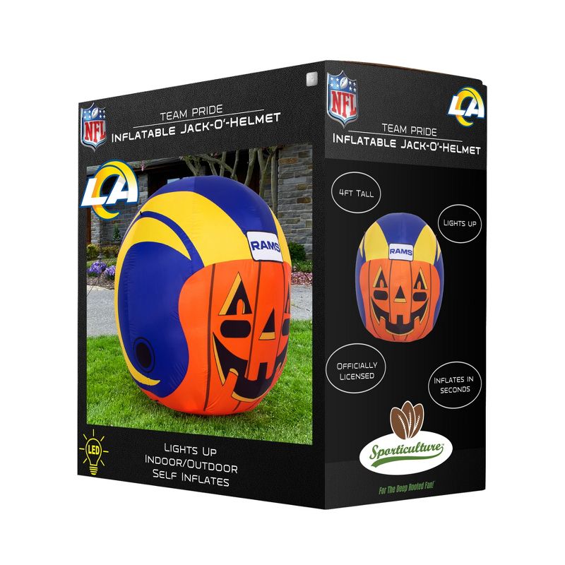 NFL Los Angeles Rams Inflatable Jack O' Helmet, 4 ft Tall, Orange, 2 of 6