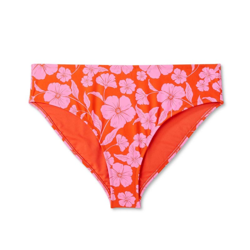 Women's High Leg Extra Cheeky Low-Rise Bikini Bottom - Wild Fable™ Orange/Pink Tropical Print, 4 of 9