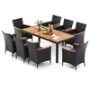 Costway 9 PCS Outdoor Dining Set with Acacia Wood Tabletop, Umbrella Hole, Seat Cushions - 2 of 4