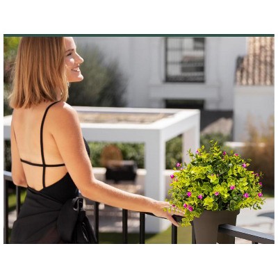 Modern Brown Plastic Railing Planter with Drainage Hole