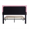 Gulches Pink Fabric Upholstered Frame Queen Platform Bed Tufted Headboard Wood Slat 600LBS Pink No Box Spring Modern Bedroom Furniture - 4 of 4