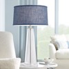 Pacific Coast Lighting Simple 29 1/2" Tall Modern Coastal End Table Lamp Clear Glass Single Blue Shade Living Room Bedroom Bedside Nightstand House - 2 of 4