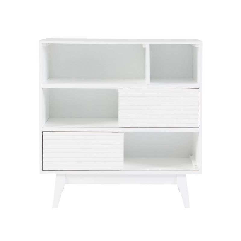 38&#34; Wedeln 3-Shelf Mid-Century Modern Bookcase with Sliding Doors White Finish Wood - Powell, 6 of 14