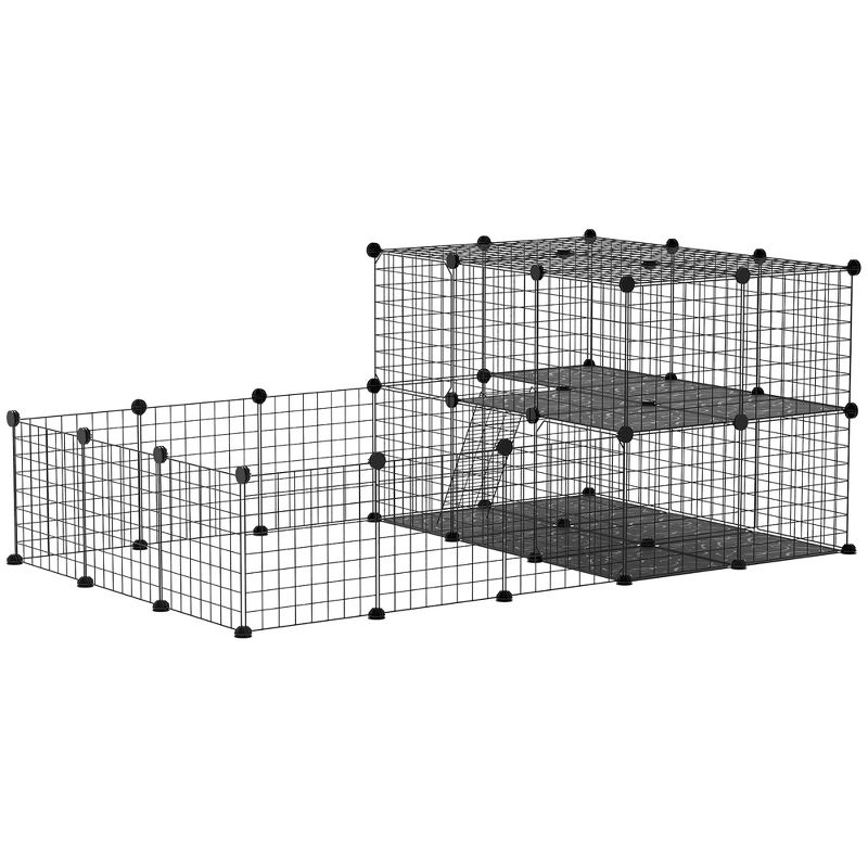 PawHut Pet Playpen Small Animal Cage with Door, Customizable Metal Wire Fence for Guinea Pigs, Puppies, Kittens, 14 x 14 in, 5 of 8