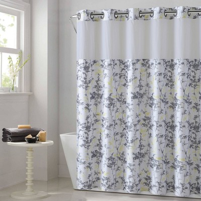 Field Leaves Shower Curtain with Fabric Liner White - Hookless