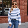 Anna-Kaci Women's Striped Knit Long Sleeve Pullover Sweater with Cropped Hem - 3 of 4