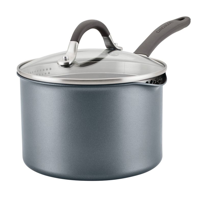 Circulon A1 Series with ScratchDefense Technology 3qt Nonstick Induction Straining Saucepan with Lid Graphite, 1 of 13