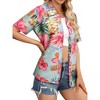 Nlife Womens Button Down Hawaiian Shirts Short Sleeve Floral Print Summer V Neck T-Shirt Casual Summer Beach Blouses Tops - 4 of 4