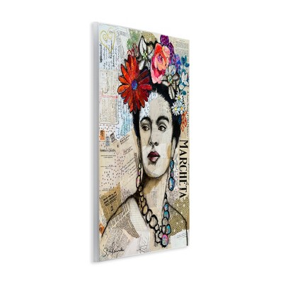 Colorful Floral Frida Kahlo MDF Wood Wall Plaque