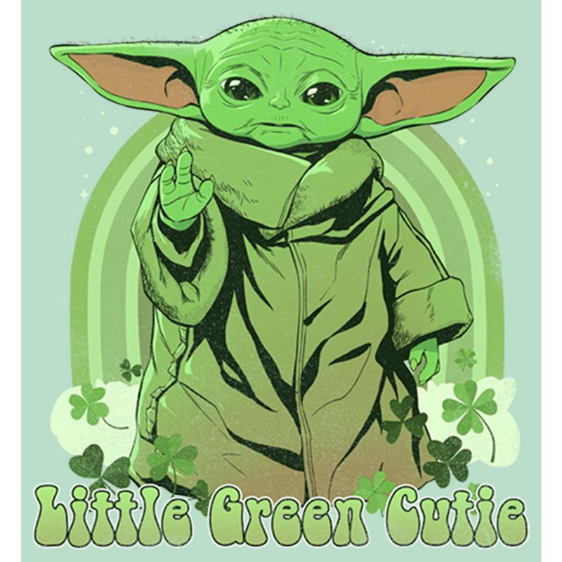 Girl's Star Wars The Mandalorian Grogu St. Patrick's Day Little Green Cutie T-Shirt, 2 of 5