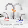 WOWOW 8 in. Widespread Double Handle Bathroom Faucet with Drain Kit Included in Brushed Nickel - 3 of 4