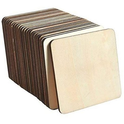 Juvale 36-Pack Wood Cutout with Rounded Corners, Wooden Squares for Arts and Crafts (4 x 4 in)