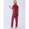 cheibear Women's Button Down Short Sleeve Shirt and Pants 2 Piece Pajama Set Loungewear - 4 of 4