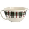 Gibson 3 Piece Holiday Plaid Stoneware 3.4qt Batter Bowl Set with Silicone Spatulas in White - 2 of 4